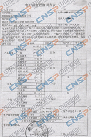 中成泵業(yè)2015年度客戶滿意度調(diào)查展示